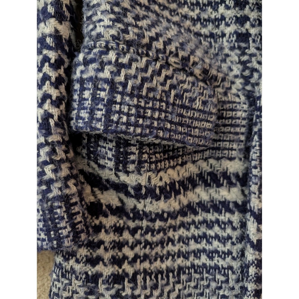 CECILIE Copenhagen Anthropologie Alvia Plaid Overcoat Navy Wool Blend Coat- S - Picture 7 of 9